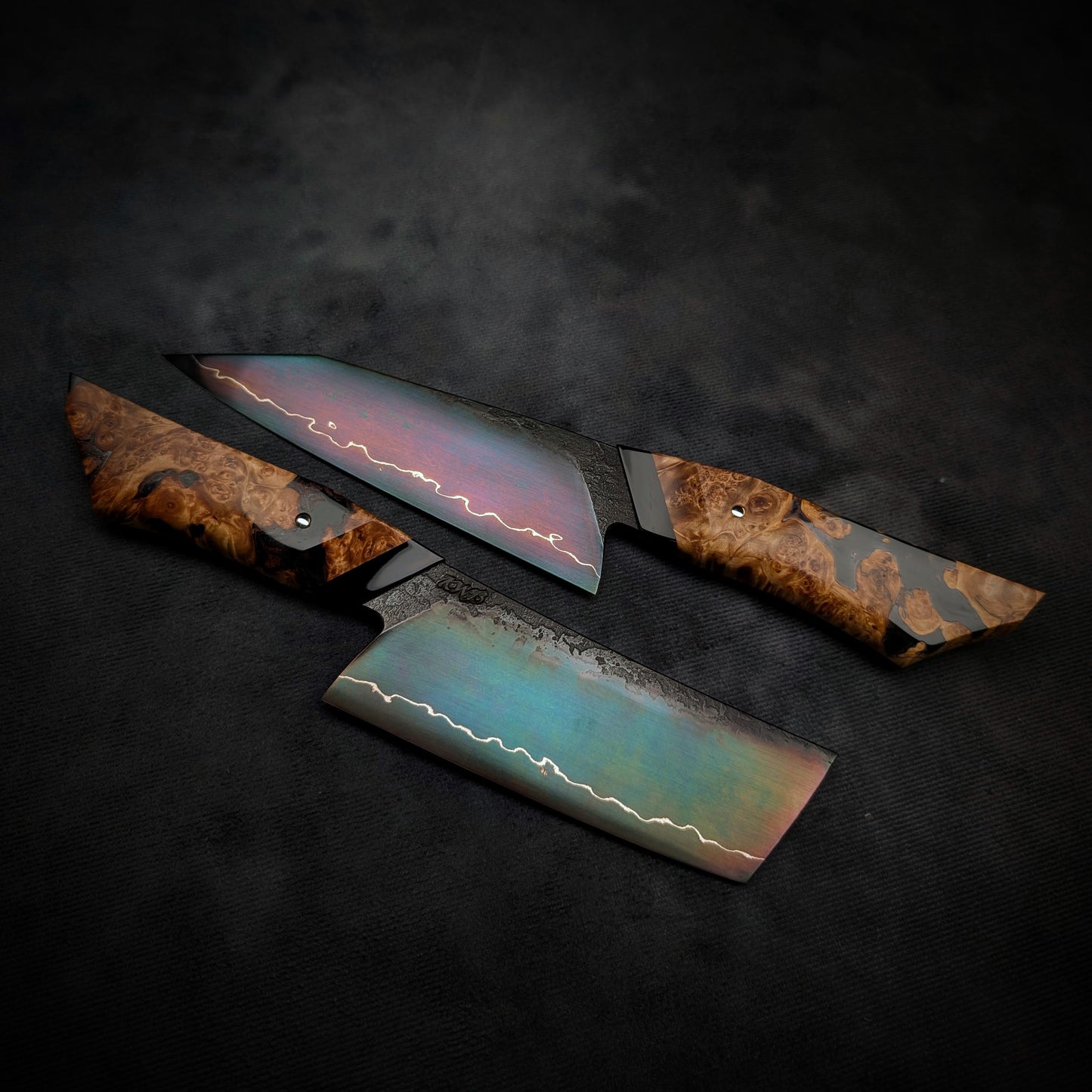 120mm Lightning Nakiri Veg Knife | Handmade Kitchen Knives - KWB Knives