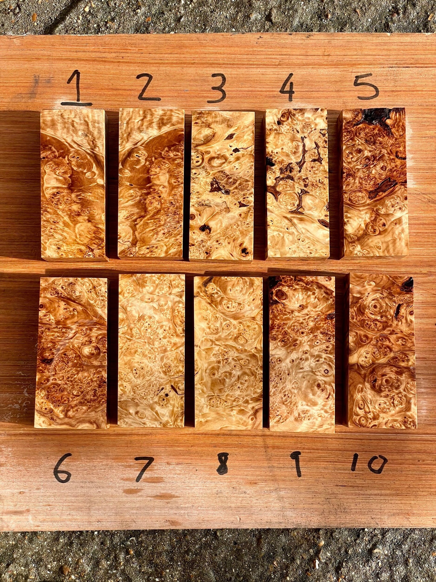 Stabilised Horse Chestnut Burr Handle Blocks-KWB Knives