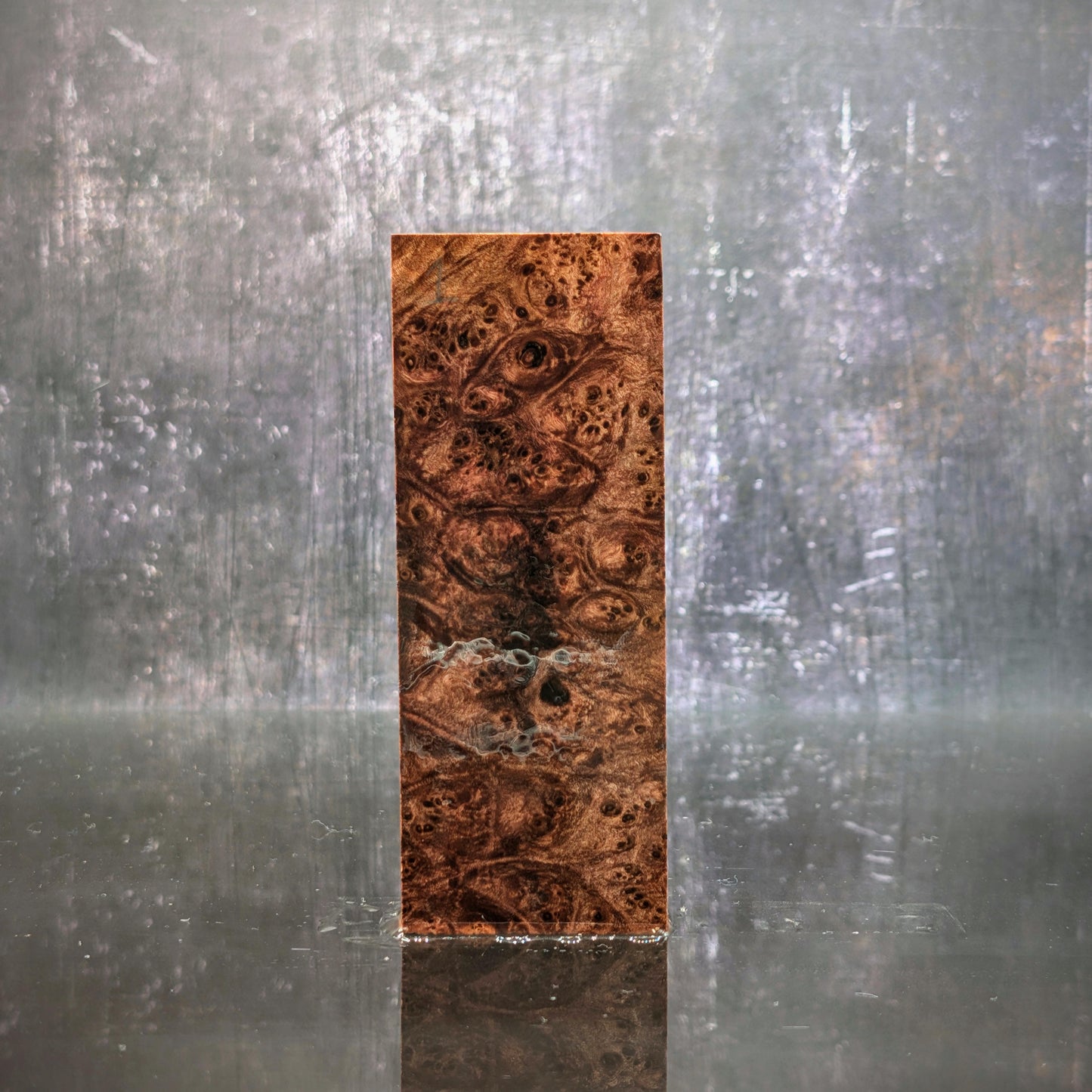 Stabilised Burr Elm Red Dyed Handle Block