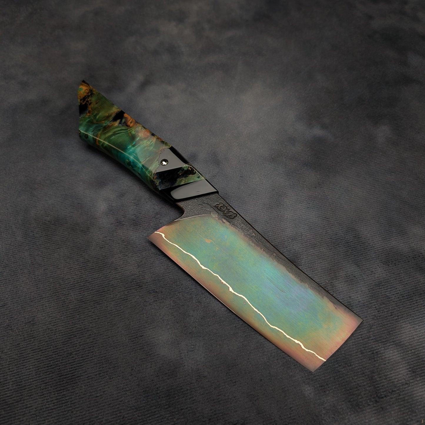 115mm Rainbow Nakiri Veg Knife | Handmade Kitchen Knives