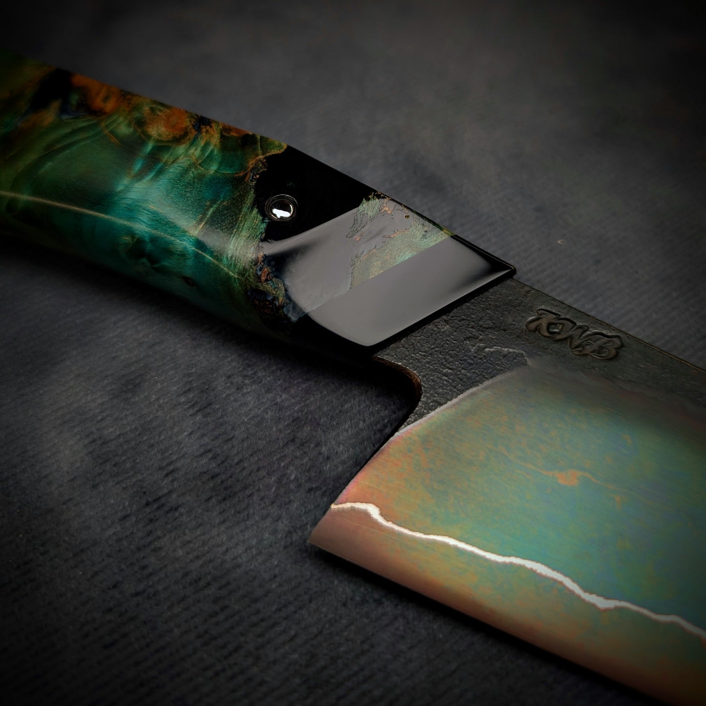 115mm Rainbow Nakiri Veg Knife | Handmade Kitchen Knives