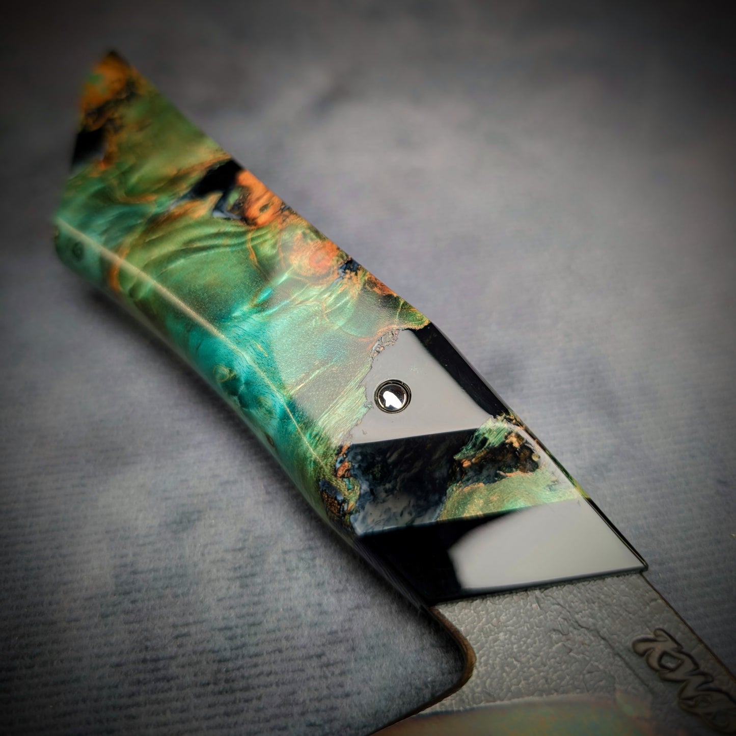 115mm Rainbow Nakiri Veg Knife | Handmade Kitchen Knives
