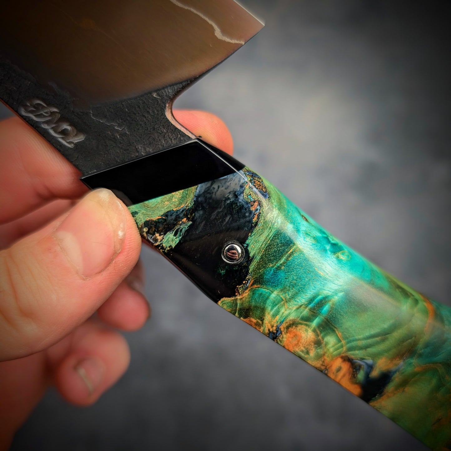 115mm Rainbow Nakiri Veg Knife | Handmade Kitchen Knives