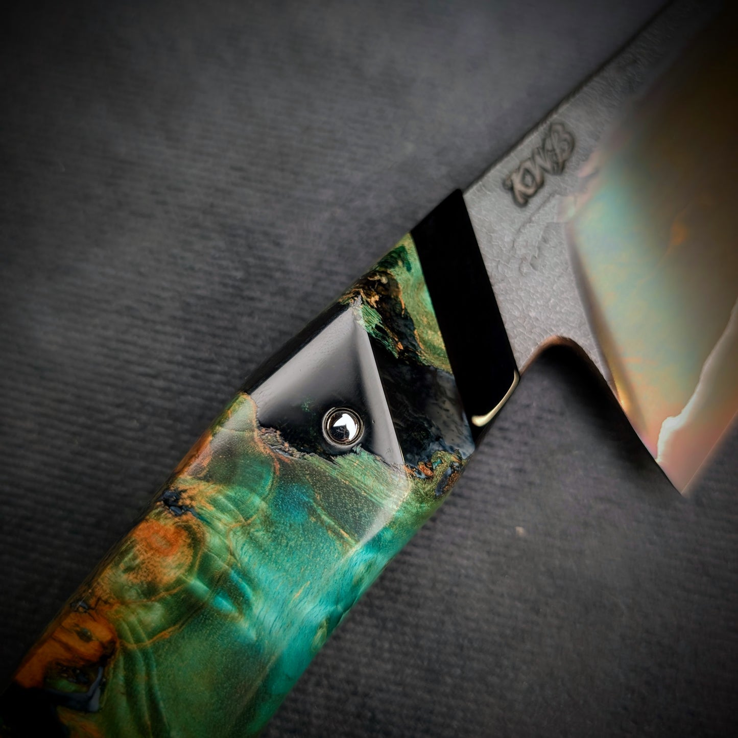 115mm Rainbow Nakiri Veg Knife | Handmade Kitchen Knives