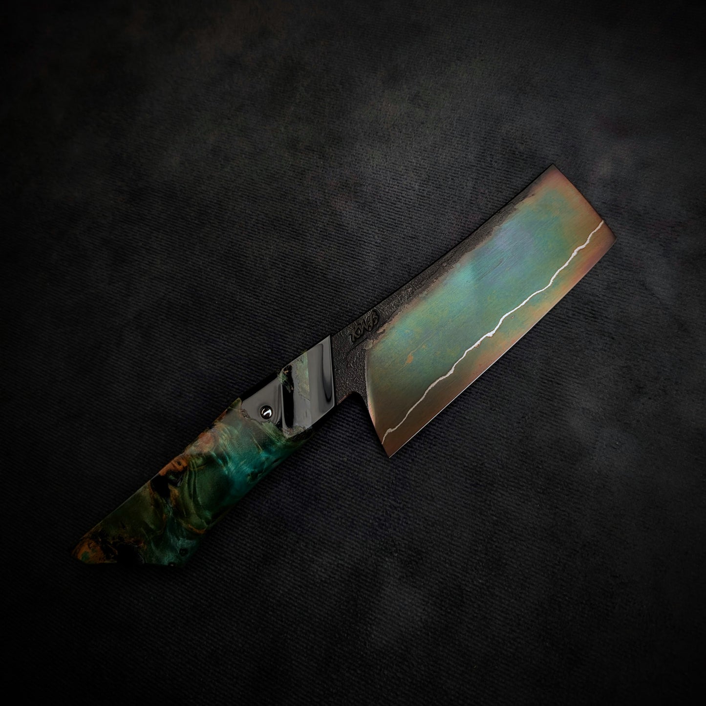 115mm Rainbow Nakiri Veg Knife | Handmade Kitchen Knives