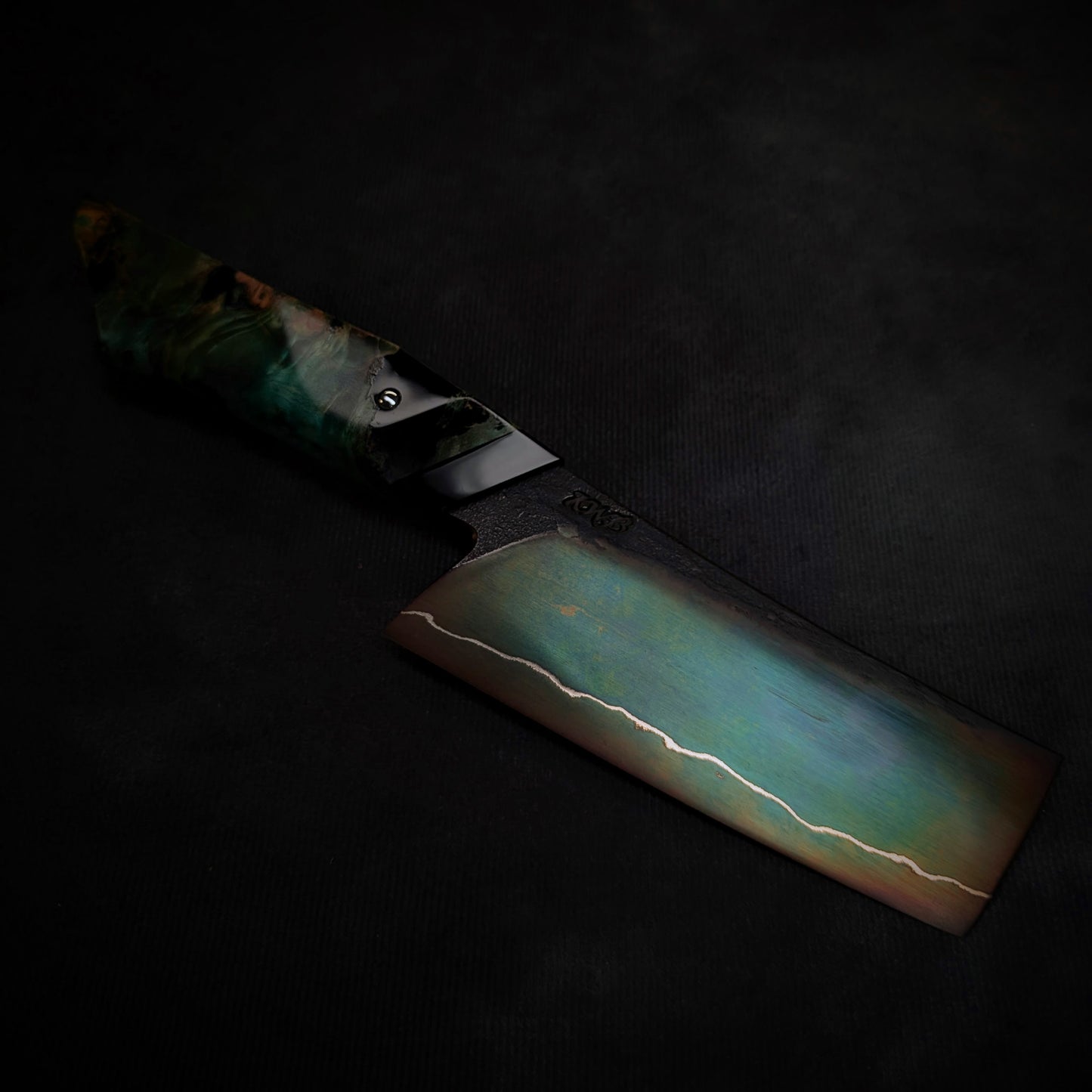 115mm Rainbow Nakiri Veg Knife | Handmade Kitchen Knives