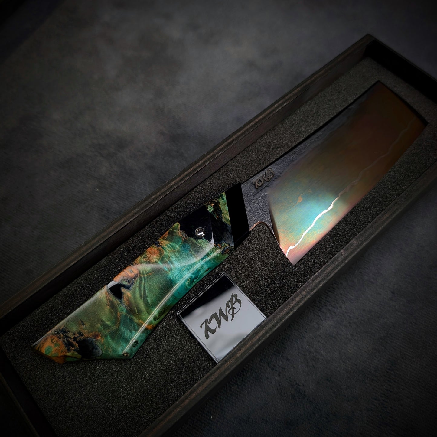 115mm Rainbow Nakiri Veg Knife | Handmade Kitchen Knives