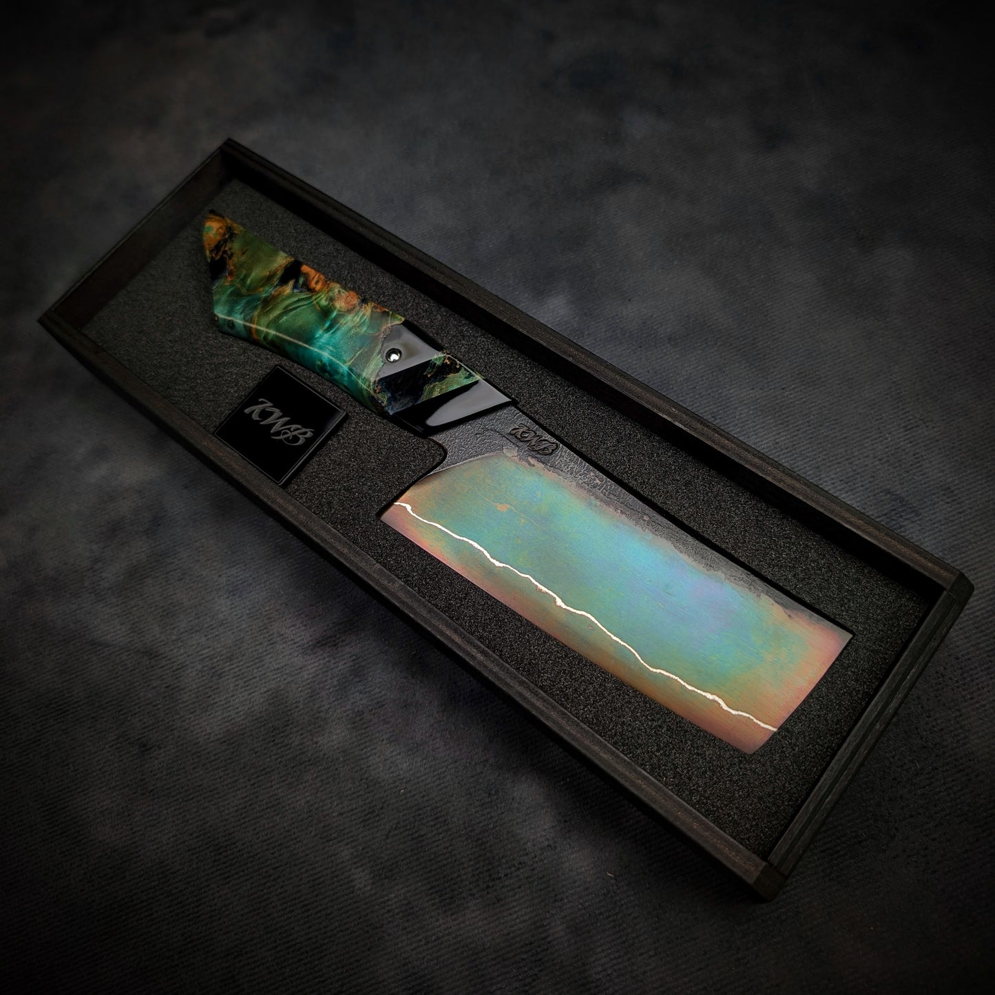 115mm Rainbow Nakiri Veg Knife | Handmade Kitchen Knives