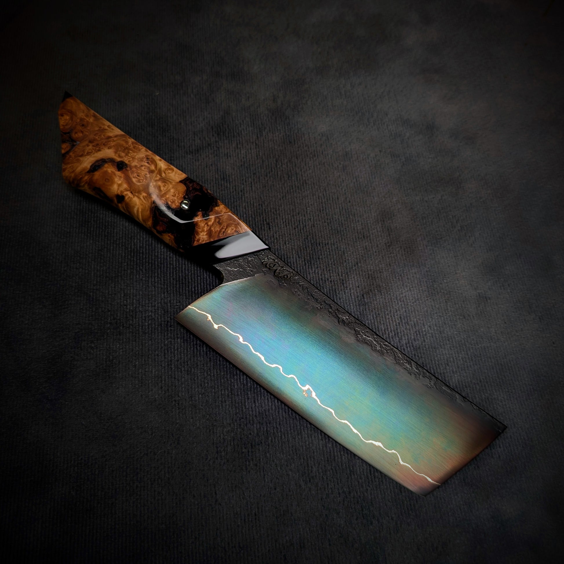 120mm Lightning Nakiri Veg Knife | Handmade Kitchen Knives-KWB Knives