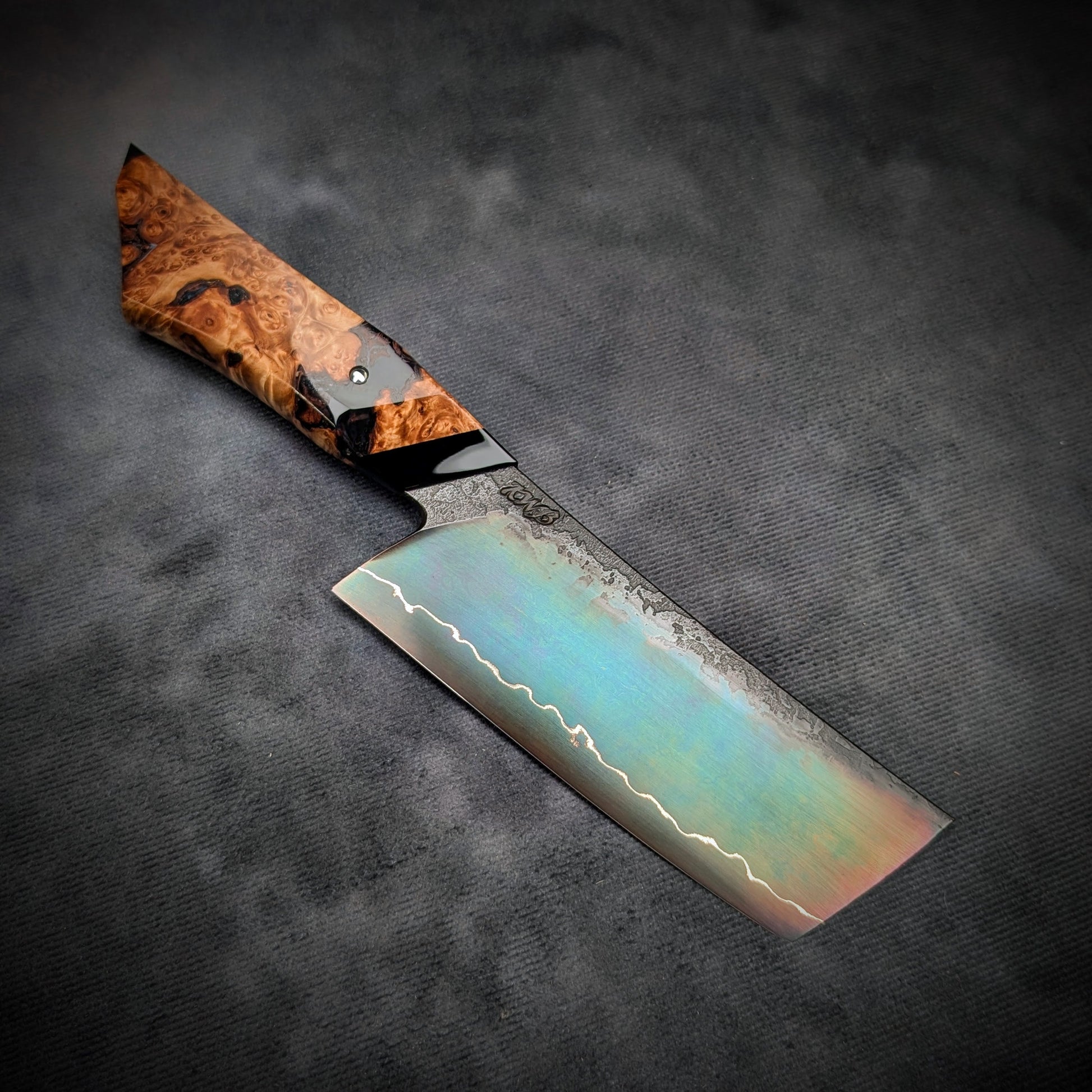 120mm Lightning Nakiri Veg Knife | Handmade Kitchen Knives - KWB Knives