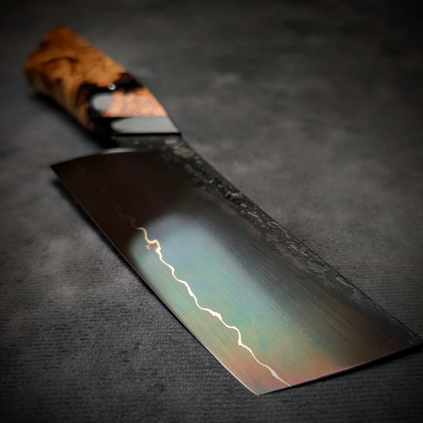 120mm Lightning Nakiri Veg Knife | Handmade Kitchen Knives - KWB Knives