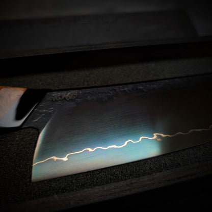 120mm Lightning Nakiri Veg Knife | Handmade Kitchen Knives - KWB Knives