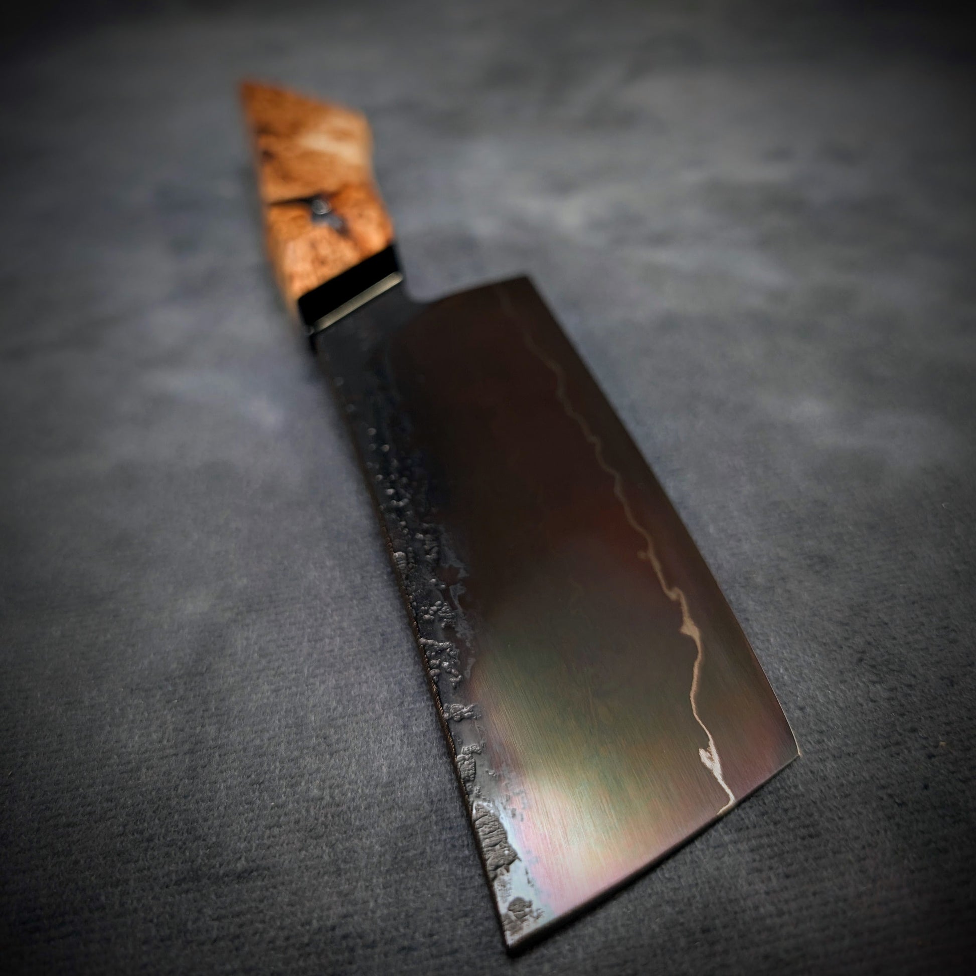 120mm Lightning Nakiri Veg Knife | Handmade Kitchen Knives - KWB Knives