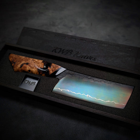 120mm Lightning Nakiri Veg Knife | Handmade Kitchen Knives - KWB Knives