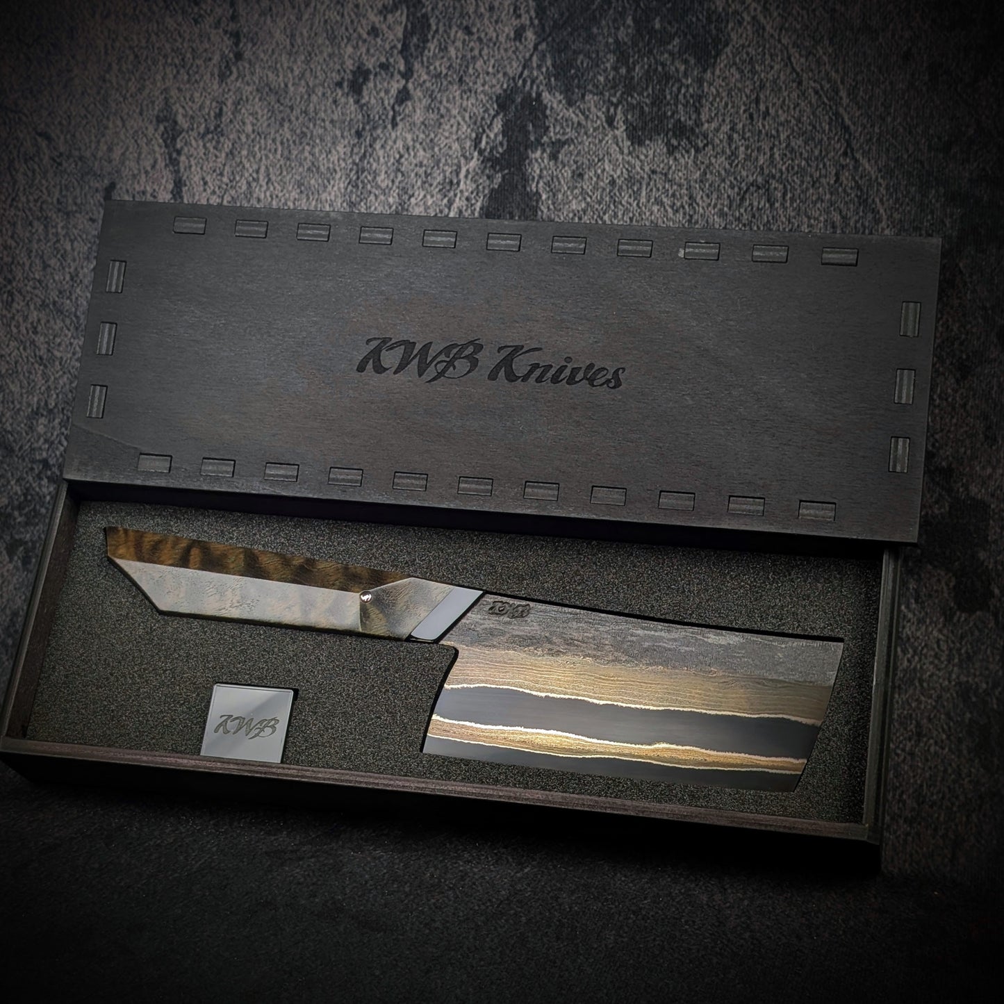 130mm Nickel Damascus Nakiri Veg Knife | Handmade Kitchen Knives - KWB Knives