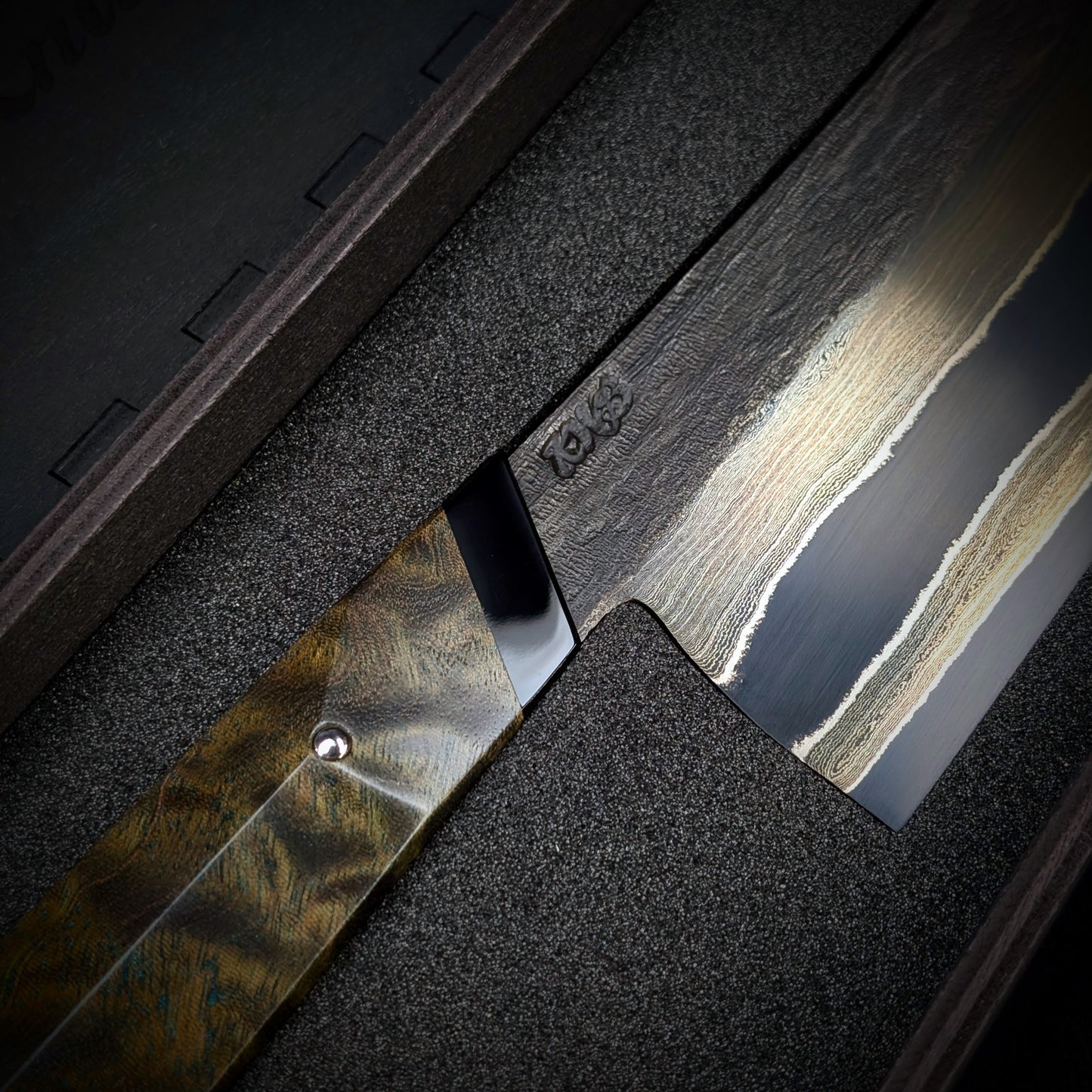 130mm Nickel Damascus Nakiri Veg Knife | Handmade Kitchen Knives - KWB Knives