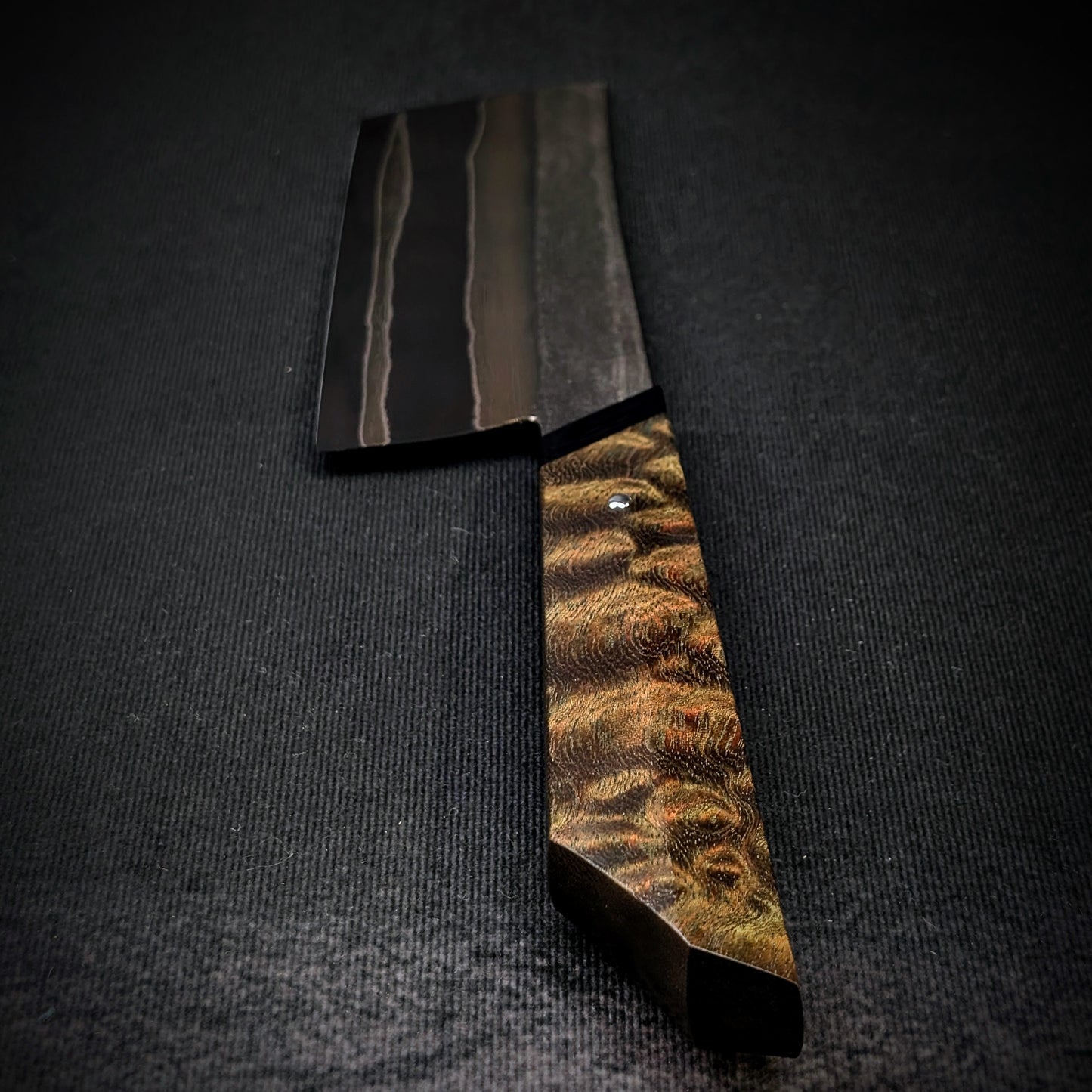 130mm Nickel Damascus Nakiri Veg Knife | Handmade Kitchen Knives - KWB Knives