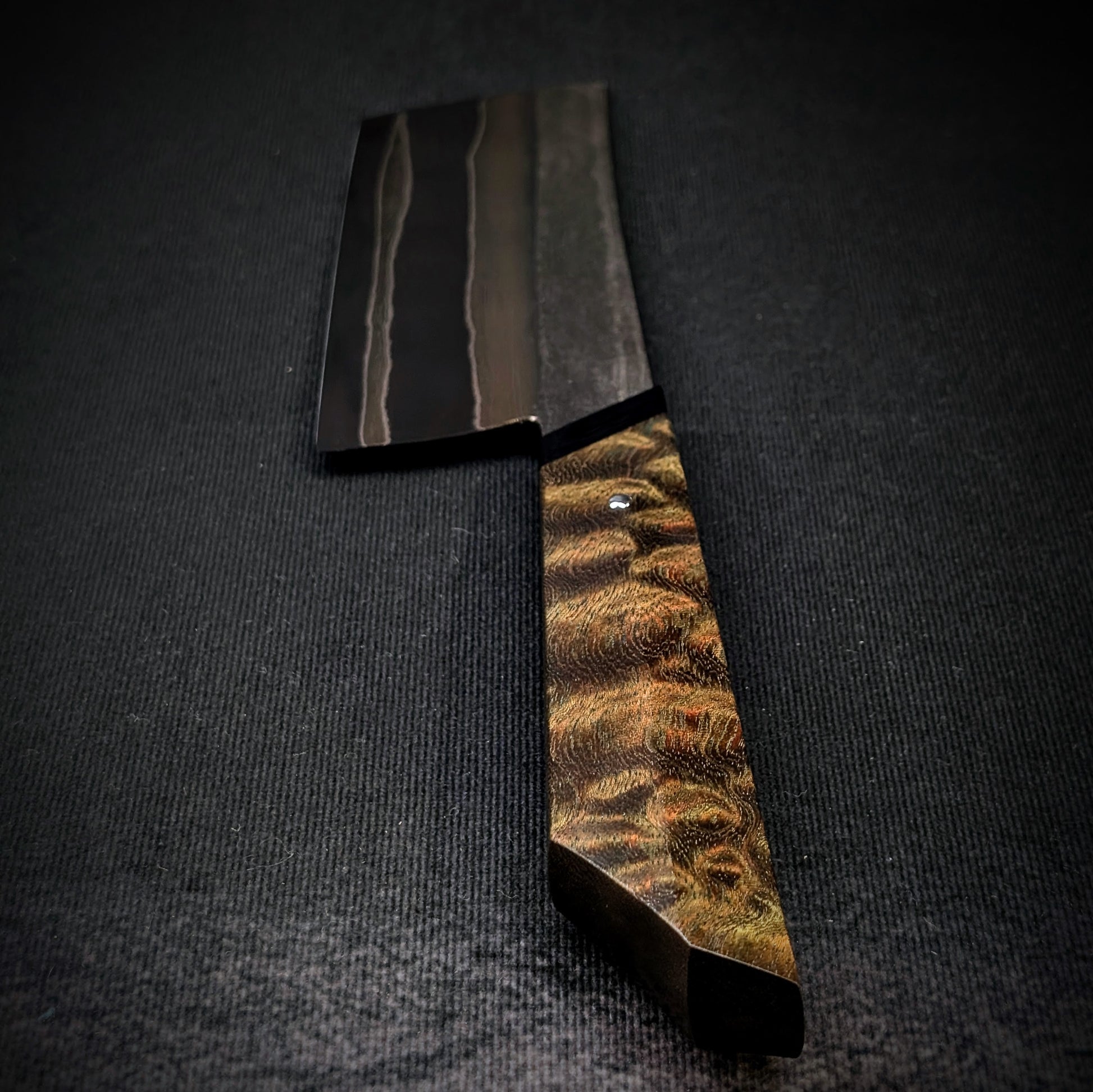 130mm Nickel Damascus Nakiri Veg Knife | Handmade Kitchen Knives - KWB Knives