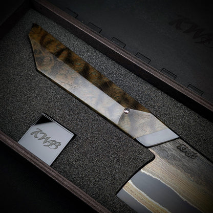 130mm Nickel Damascus Nakiri Veg Knife | Handmade Kitchen Knives - KWB Knives