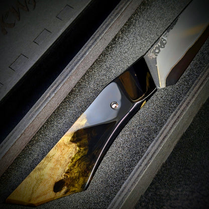 140mm Stainless San-Mai Knife | Handmade Outdoor Knives - KWB Knives