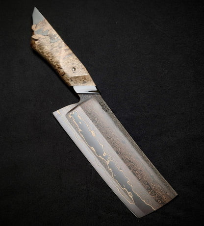 150mm Double Hollow Nakiri | Handmade Kitchen Knives - KWB Knives