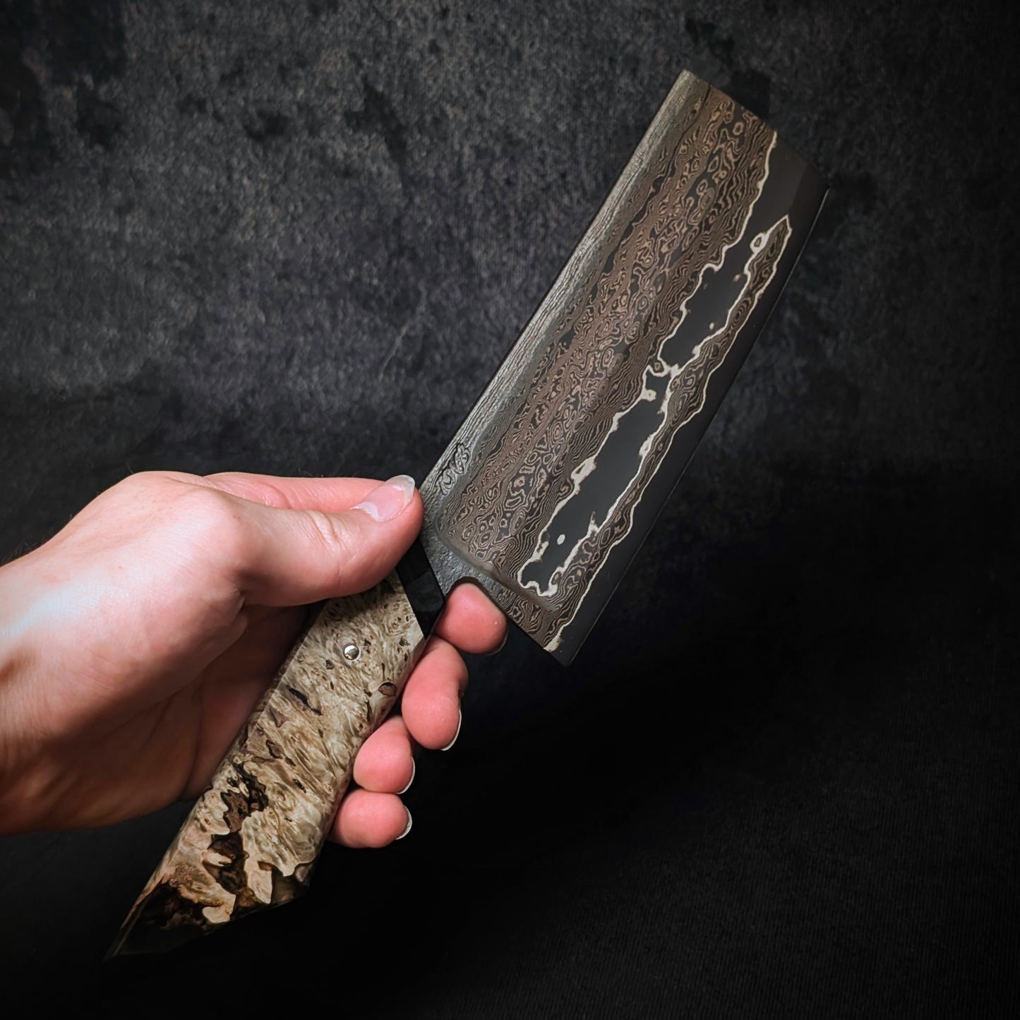 150mm Double Hollow Nakiri | Handmade Kitchen Knives - KWB Knives