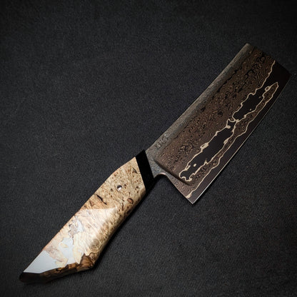 150mm Double Hollow Nakiri | Handmade Kitchen Knives - KWB Knives