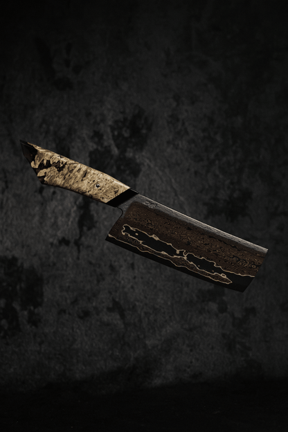 150mm Double Hollow Nakiri | Handmade Kitchen Knives - KWB Knives
