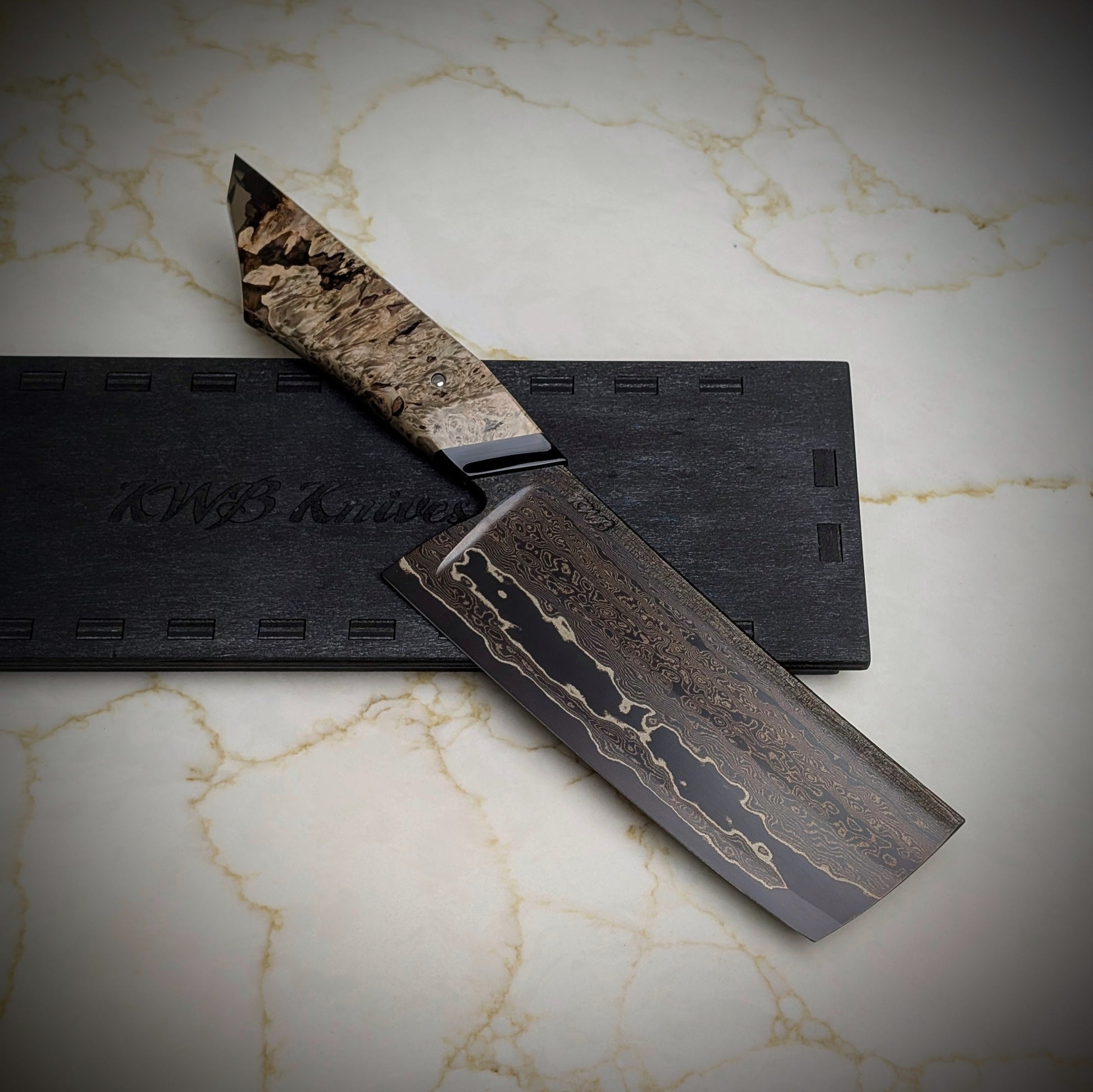 150mm Double Hollow Nakiri | Handmade Kitchen Knives - KWB Knives