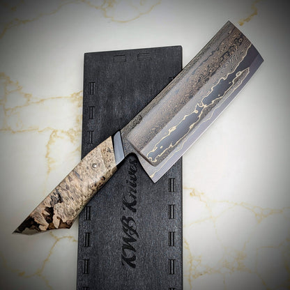 150mm Double Hollow Nakiri | Handmade Kitchen Knives - KWB Knives