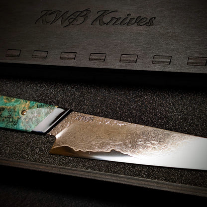 170mm Nickel Damascus Honesuki Petty Knife | Handmade Kitchen Knives - KWB Knives