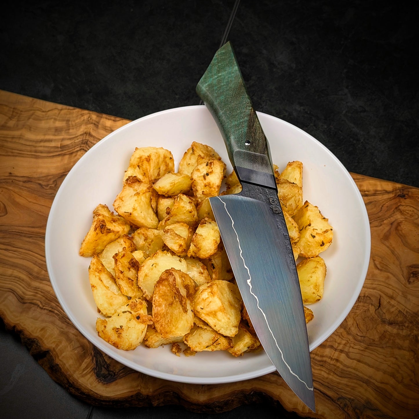 170mm Sea Blue Utility Knife | Handmade Kitchen Knives-KWB Knives