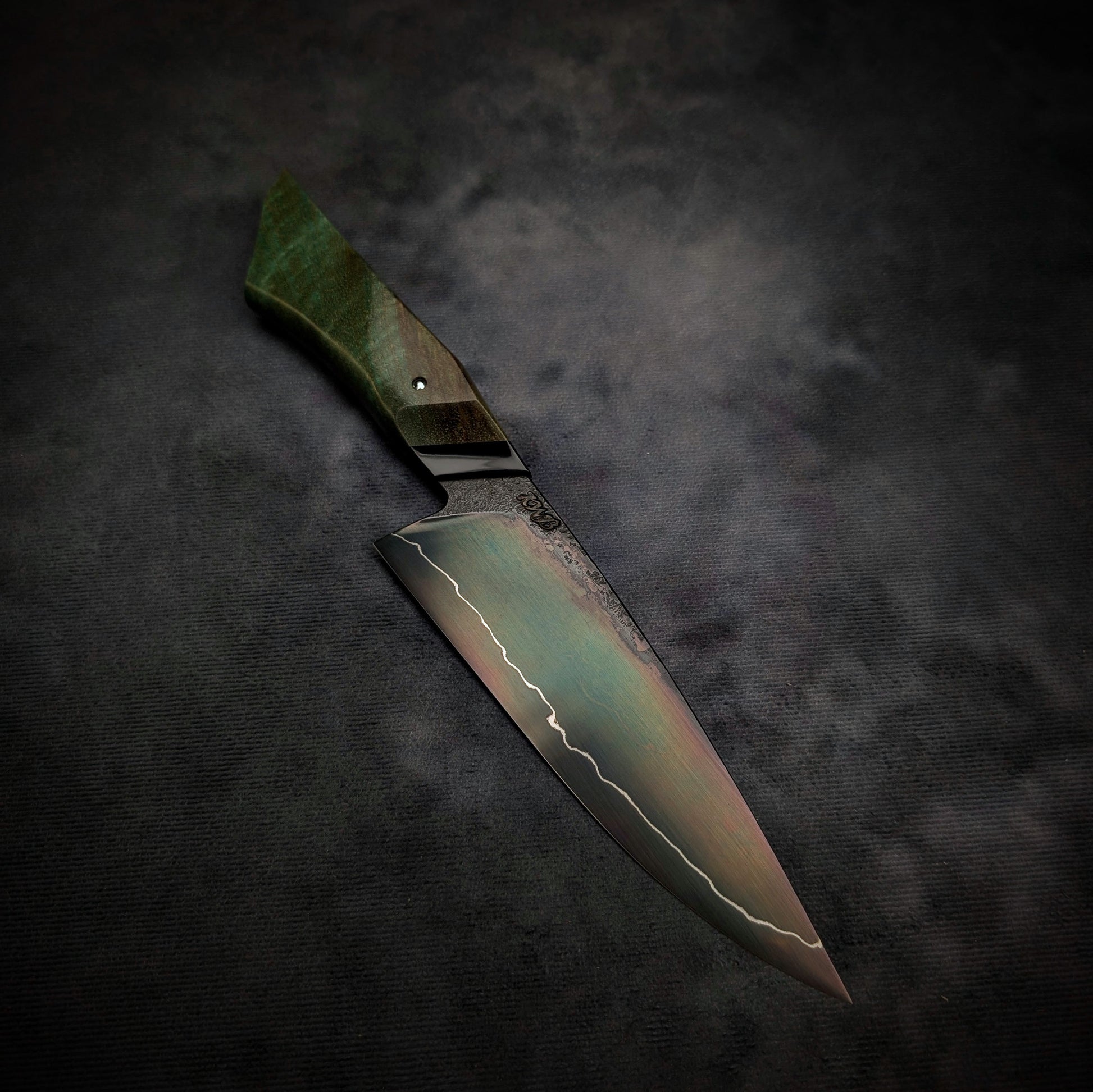 170mm Sea Blue Utility Knife | Handmade Kitchen Knives - KWB Knives