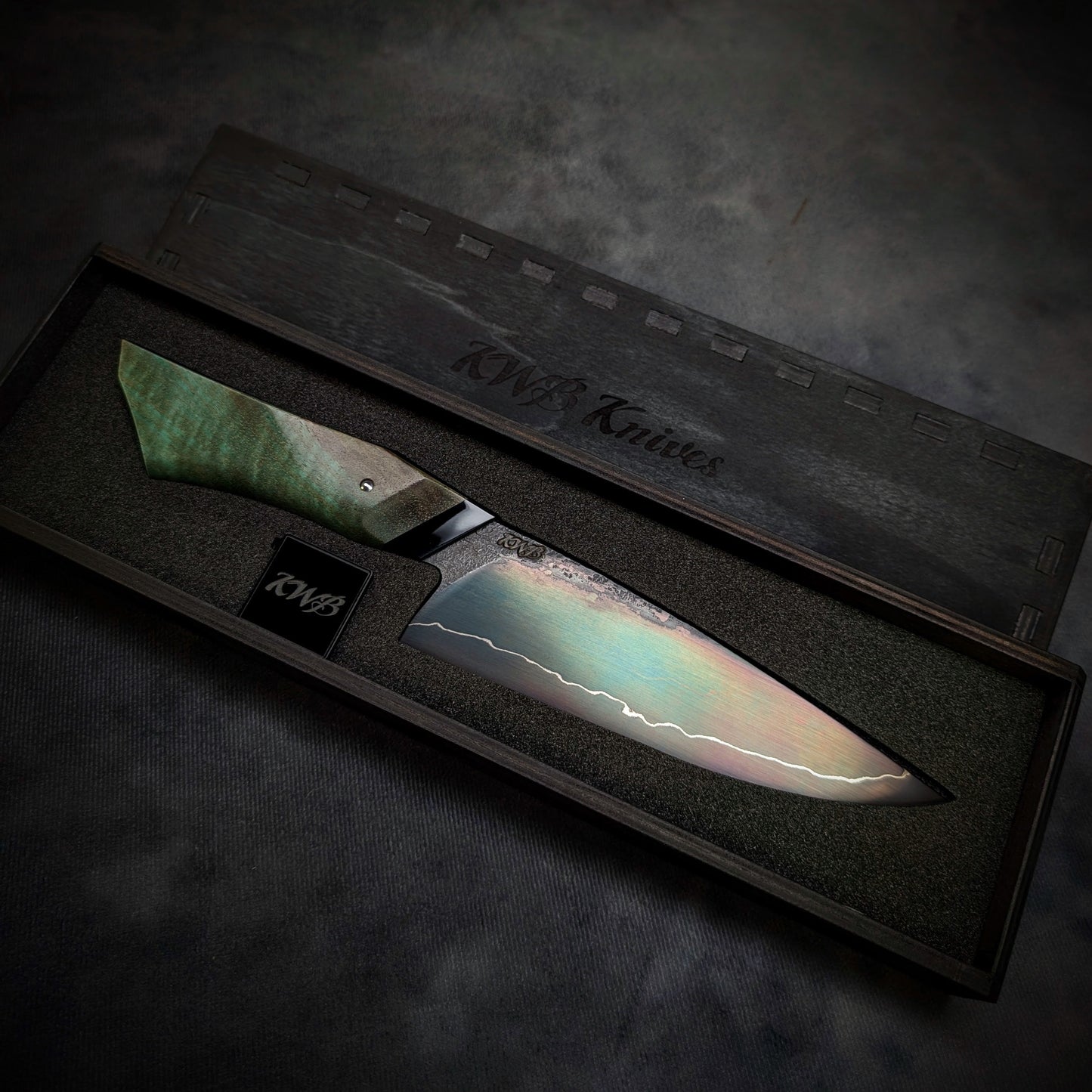 170mm Sea Blue Utility Knife | Handmade Kitchen Knives - KWB Knives