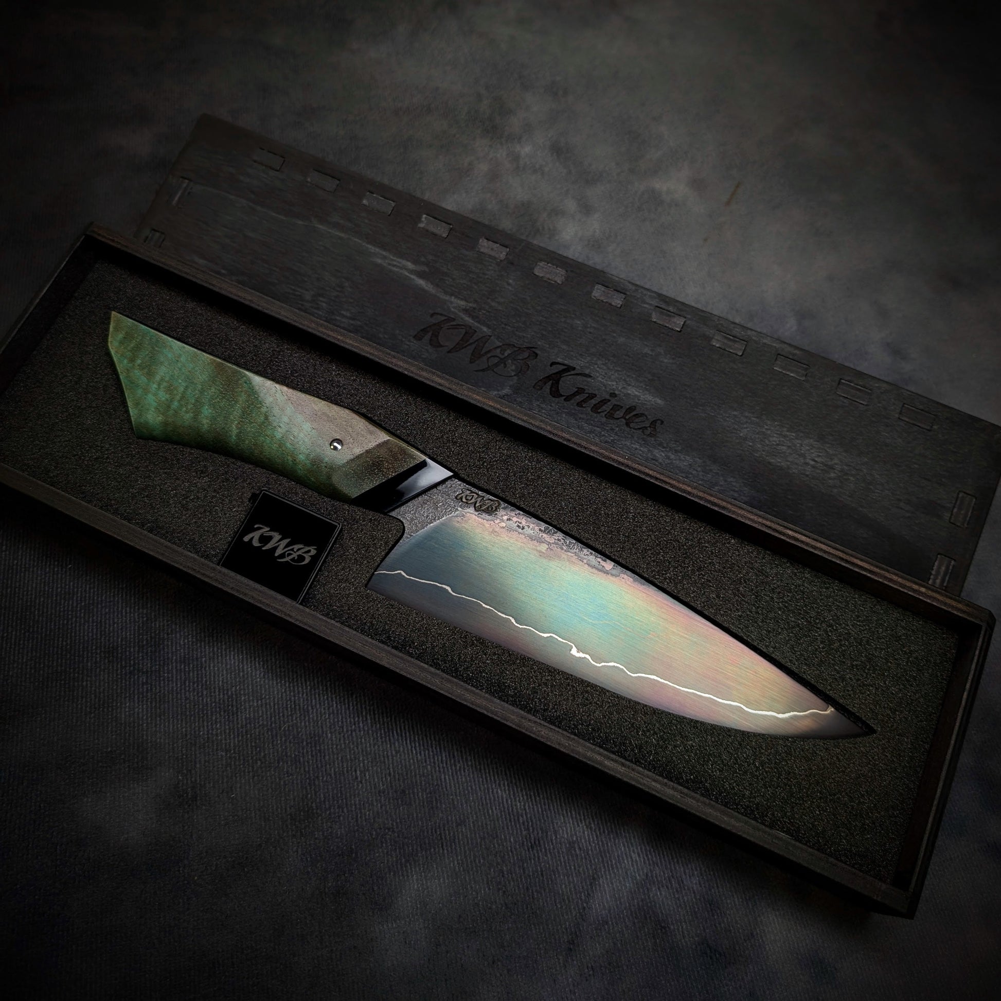 170mm Sea Blue Utility Knife | Handmade Kitchen Knives - KWB Knives