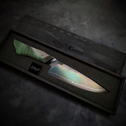 170mm Sea Blue Utility Knife | Handmade Kitchen Knives - KWB Knives