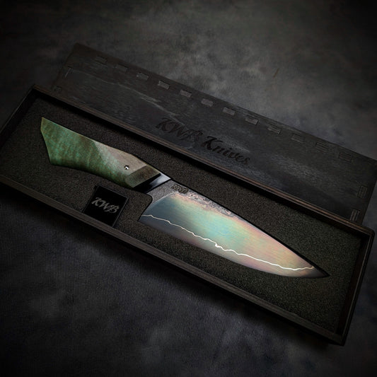 170mm Sea Blue Utility Knife | Handmade Kitchen Knives - KWB Knives
