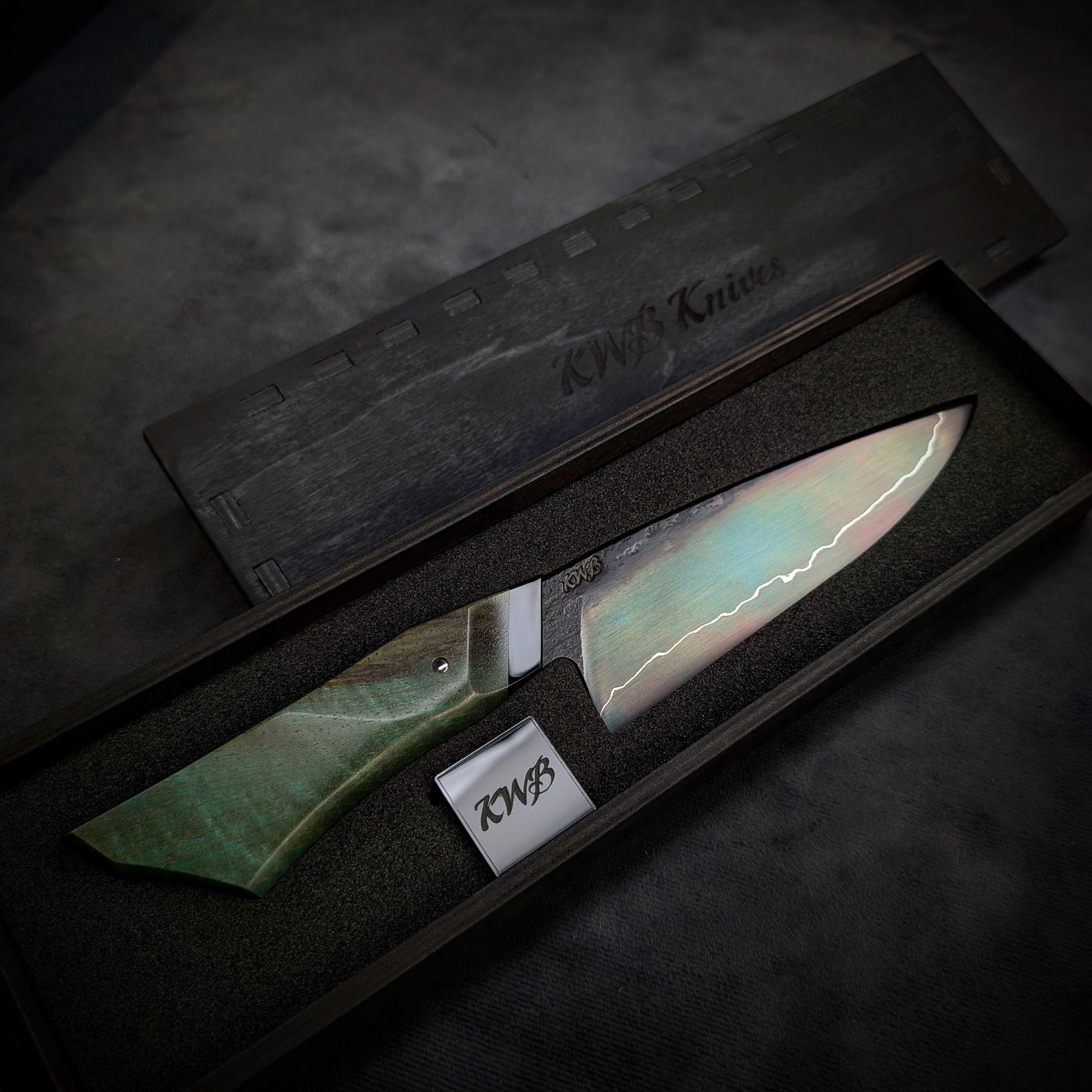 170mm Sea Blue Utility Knife | Handmade Kitchen Knives - KWB Knives