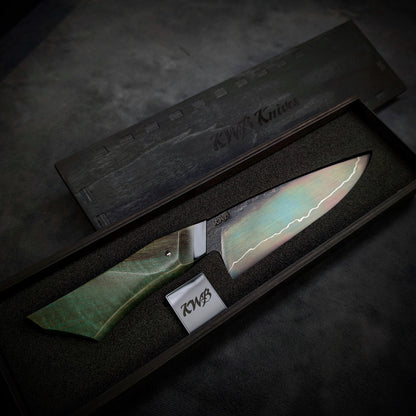 170mm Sea Blue Utility Knife | Handmade Kitchen Knives - KWB Knives