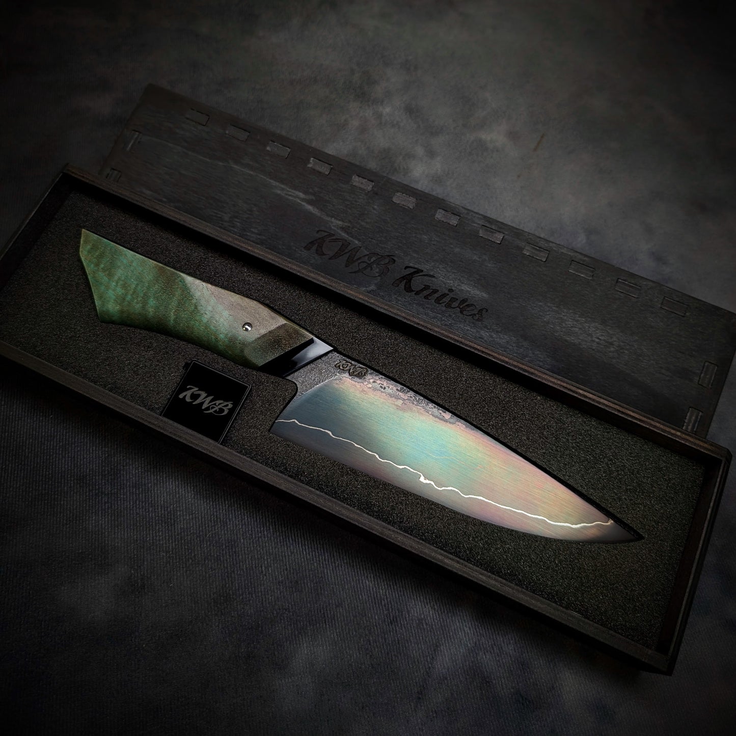 170mm Sea Blue Utility Knife | Handmade Kitchen Knives-KWB Knives