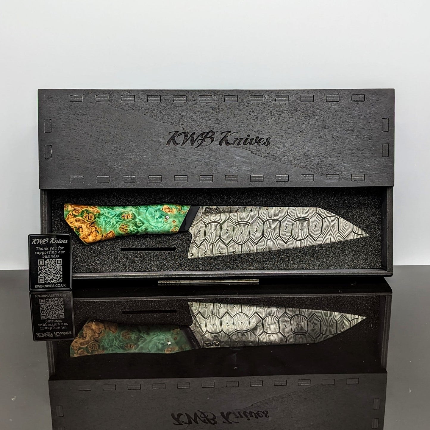 185mm Hex Mosaic damascus Santoku | Handmade Kitchen Knives - KWB Knives