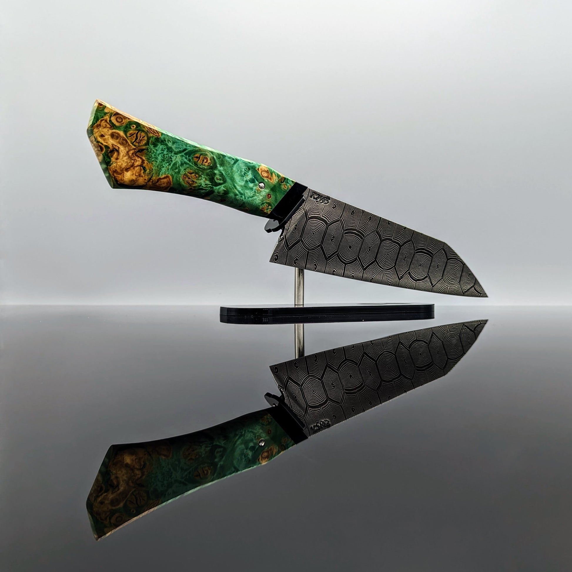 185mm Hex Mosaic damascus Santoku | Handmade Kitchen Knives - KWB Knives