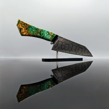 185mm Hex Mosaic damascus Santoku | Handmade Kitchen Knives - KWB Knives