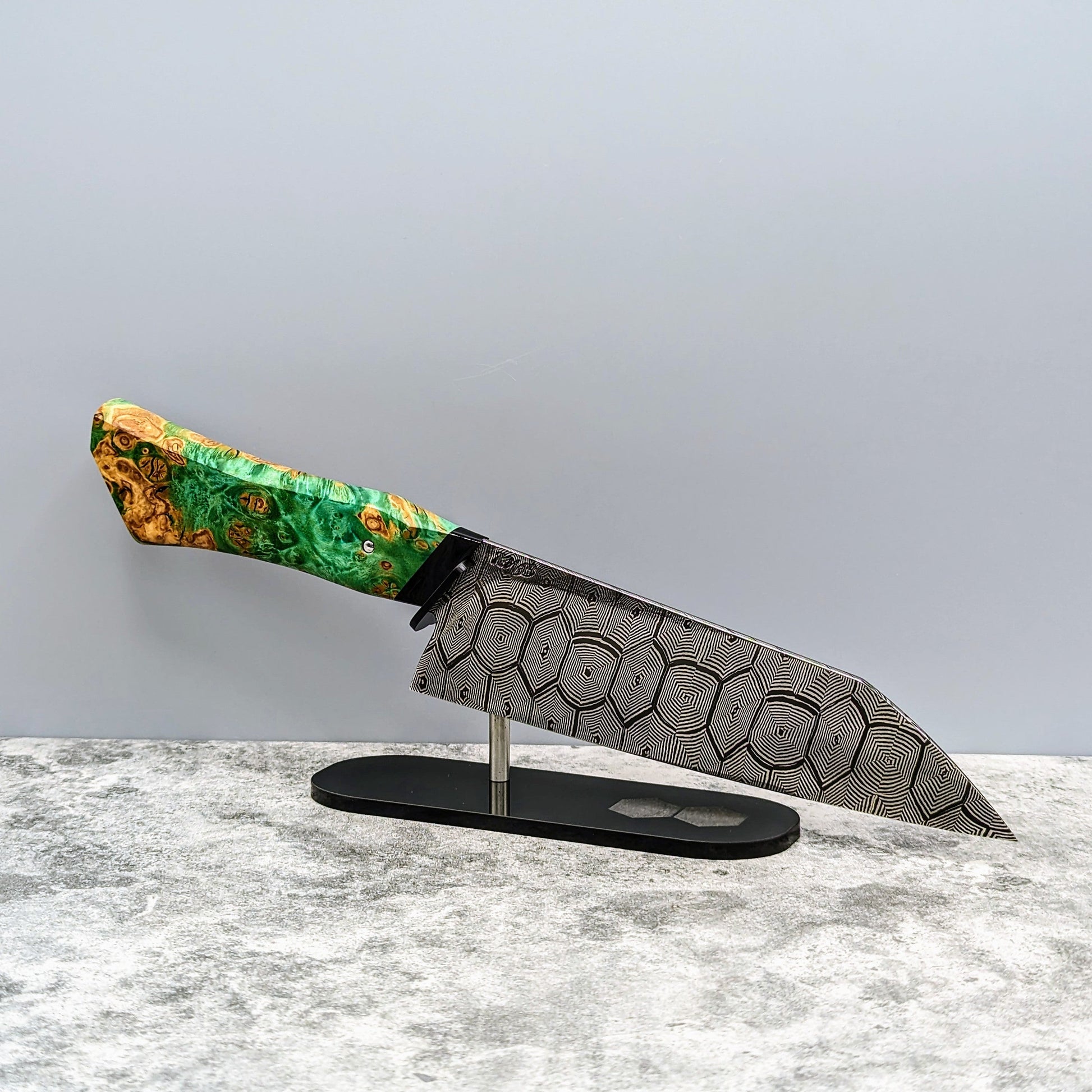 185mm Hex Mosaic damascus Santoku | Handmade Kitchen Knives - KWB Knives