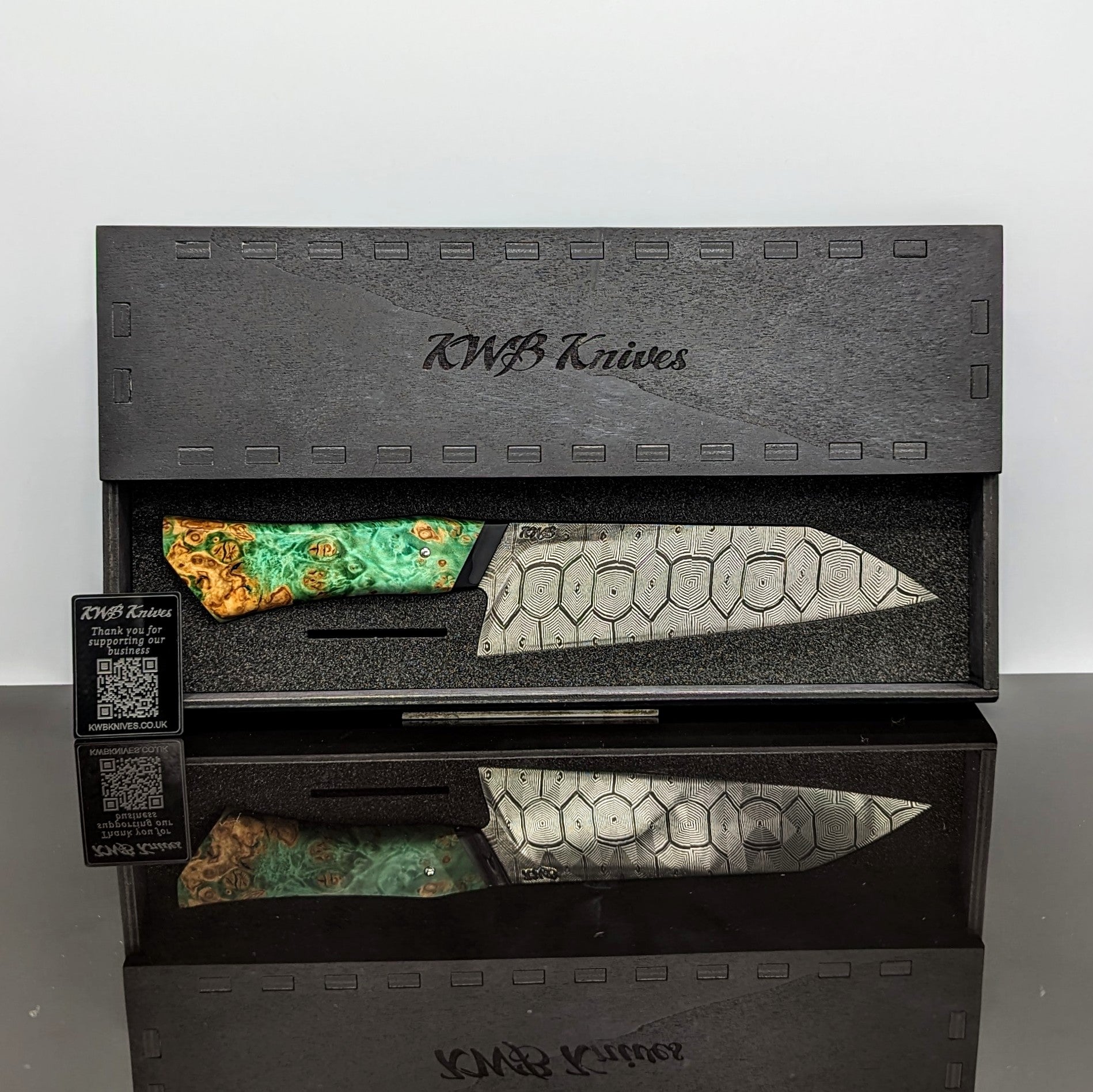 185mm Hex Mosaic damascus Santoku | Handmade Kitchen Knives-KWB Knives