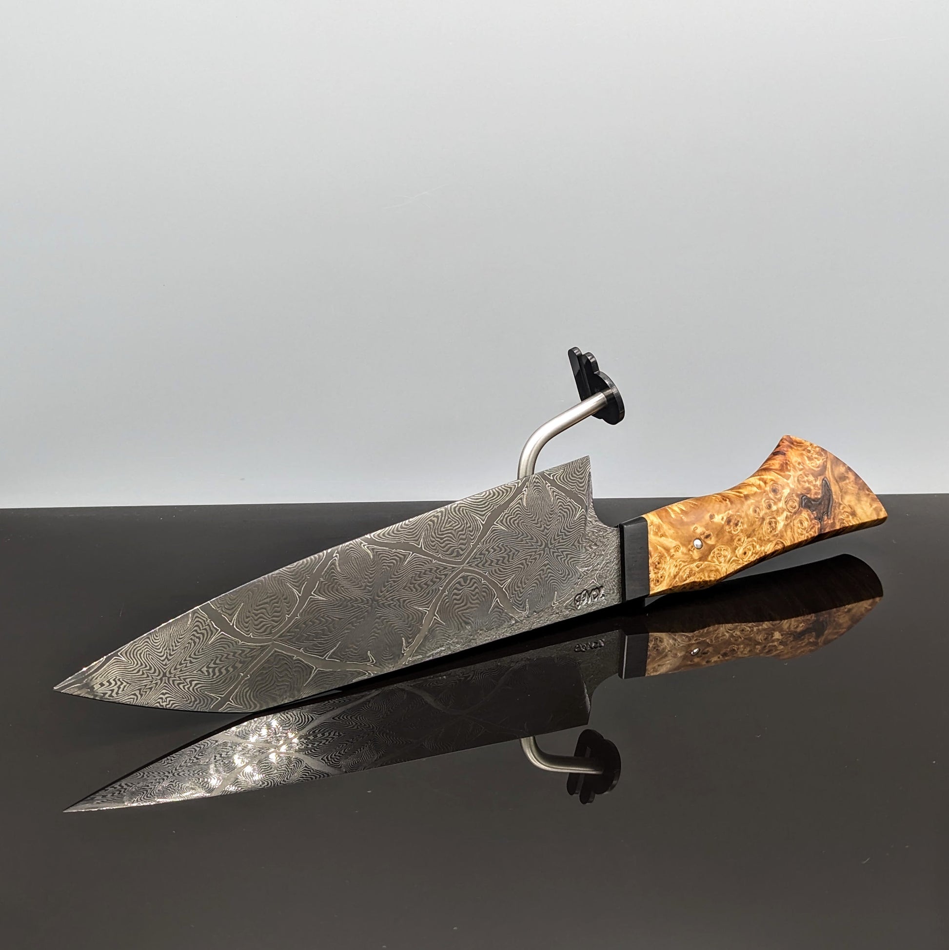 225mm Mosaic damascus Santoku | Handmade Kitchen Knives - KWB Knives
