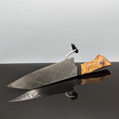 225mm Mosaic damascus Santoku | Handmade Kitchen Knives - KWB Knives