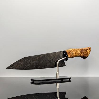 225mm Mosaic damascus Santoku | Handmade Kitchen Knives - KWB Knives