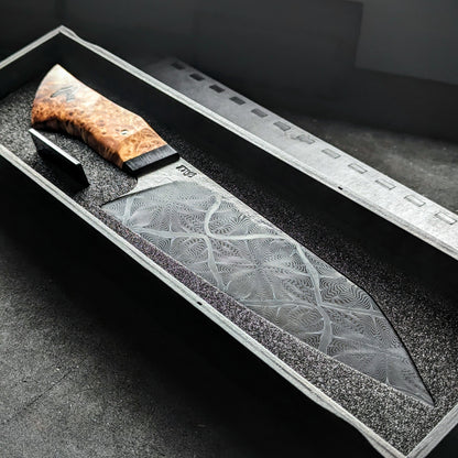 225mm Mosaic damascus Santoku | Handmade Kitchen Knives - KWB Knives