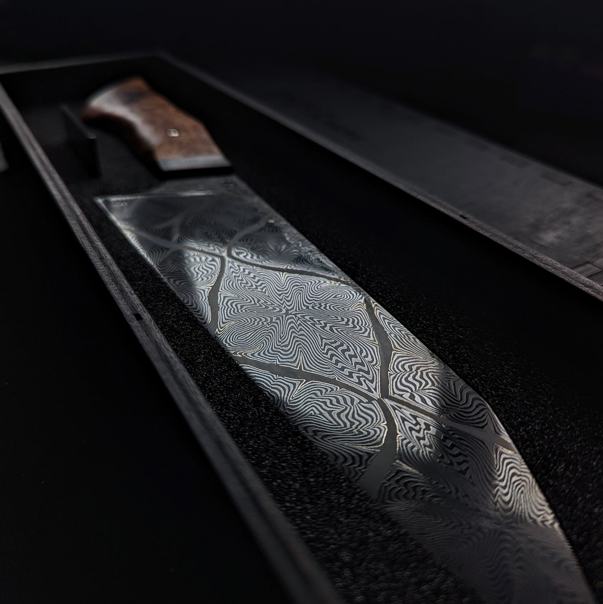 225mm Mosaic damascus Santoku | Handmade Kitchen Knives - KWB Knives